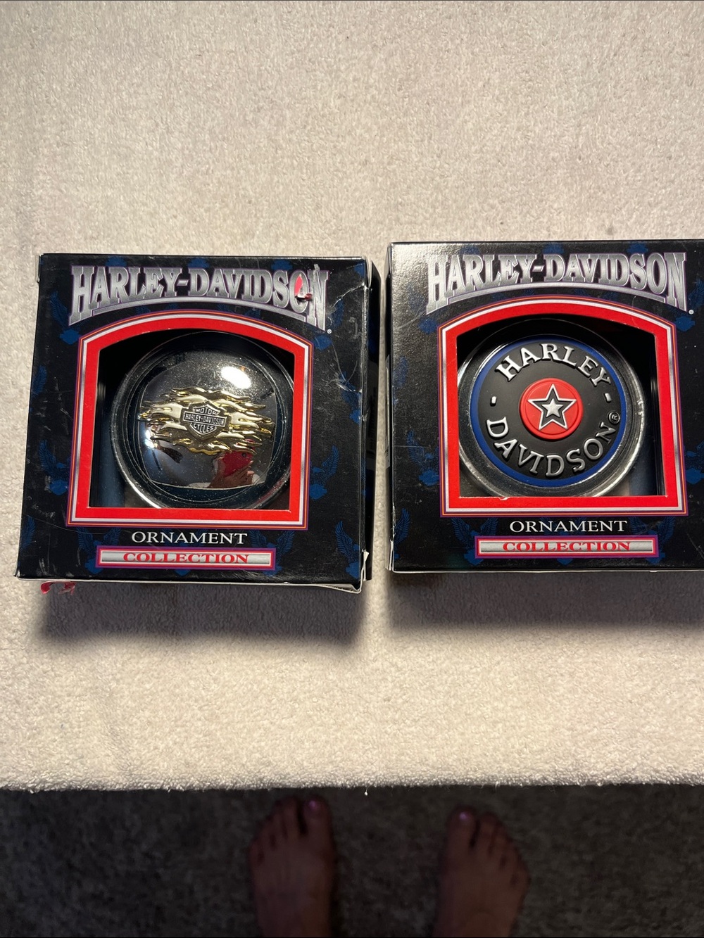 Harley-Davidson Black Red Silver Ornament Set